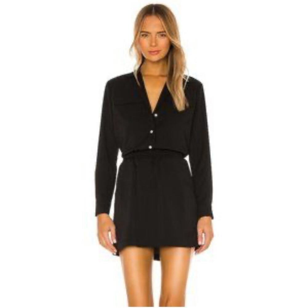 Amanda Uprichard Dress Size Medium M Black Felix Long Sleeve Mini Revolve SILK